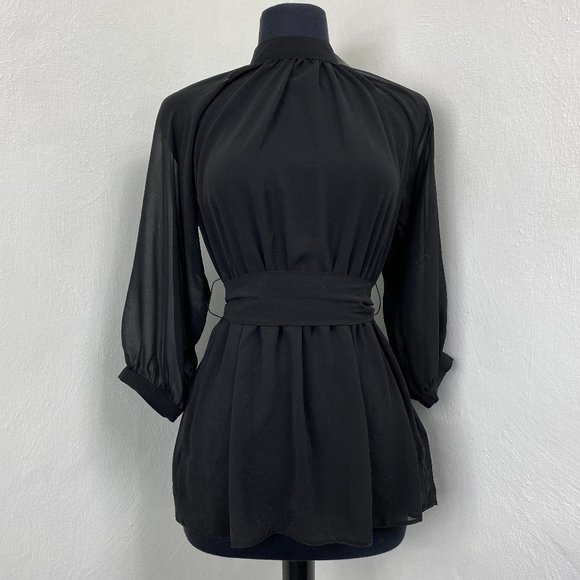 ASOS Tops - NWT Asos Sheer Belted Blouse with Open Back